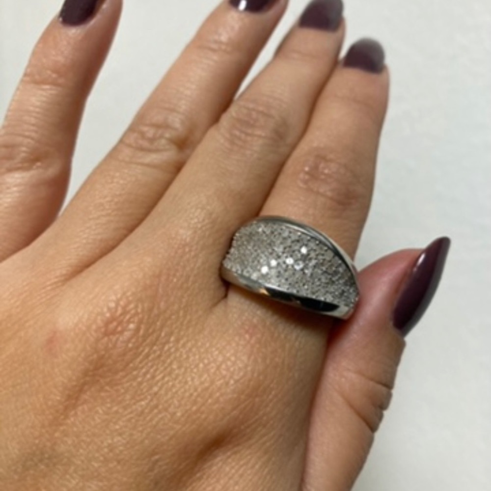 Handmade one carat pave diamond / 925 silver cocktail ring.